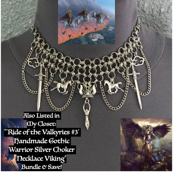 Gothic Tribal Silver Warrior Chainmail Spike Handmade Adjustable Choker Necklace - Picture 15 of 15